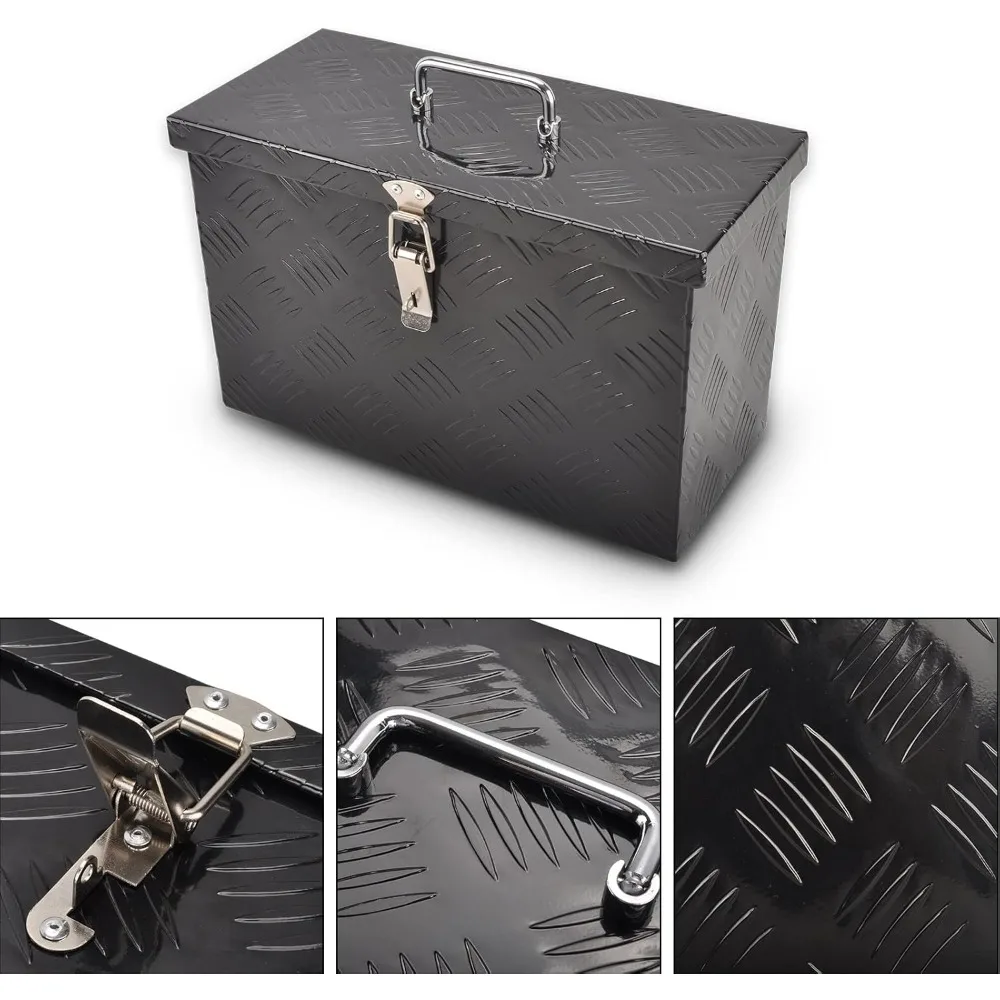 

16" Aluminum Truck Bed Tool Box 5 Bar Tread Pick Up Truck Bed RV Storage Organizer with Top Handle Waterproof Lock and Keys
