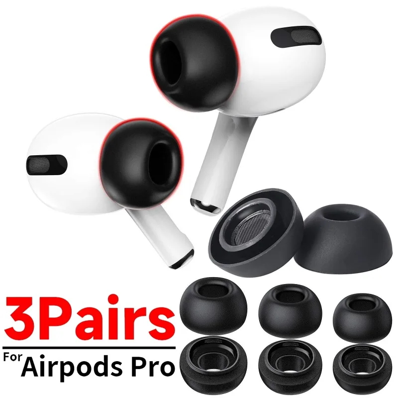 Replacement in-Ear Earplugs for Apple AirPods Pro 1st 2nd Protector for Earphone Soft Silicone Eartip Earbuds Cap S/M/L Black