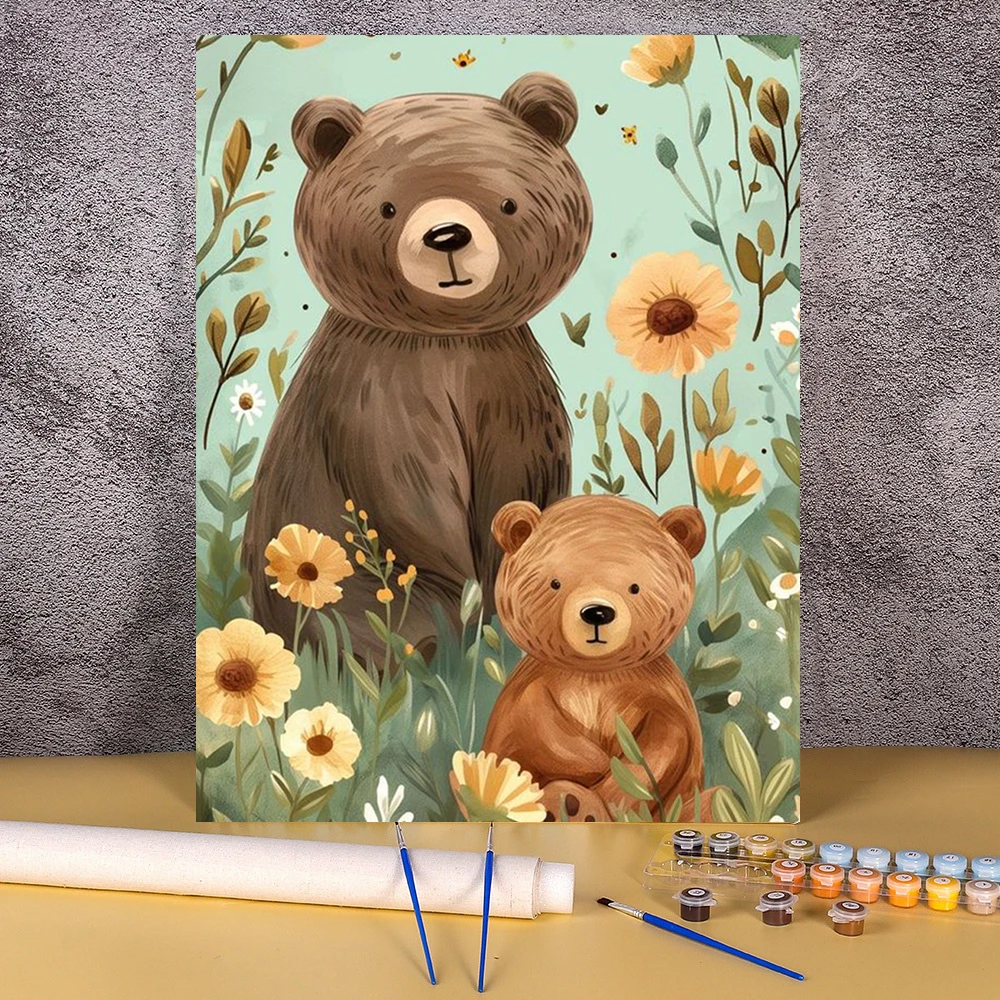 

Painting By Number Cartoon Bear Acrylic Paint Kits Unique Gift Picture By Numbers Canvas Handpainted Living Room Wall Decoration