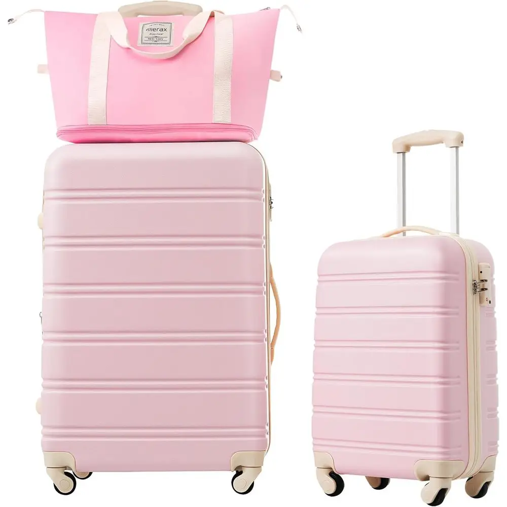 

Expandable Spinner Suitcase Set, 20 & 28 with TSA Lock, Lightweight Travel Luggage in Light Pink