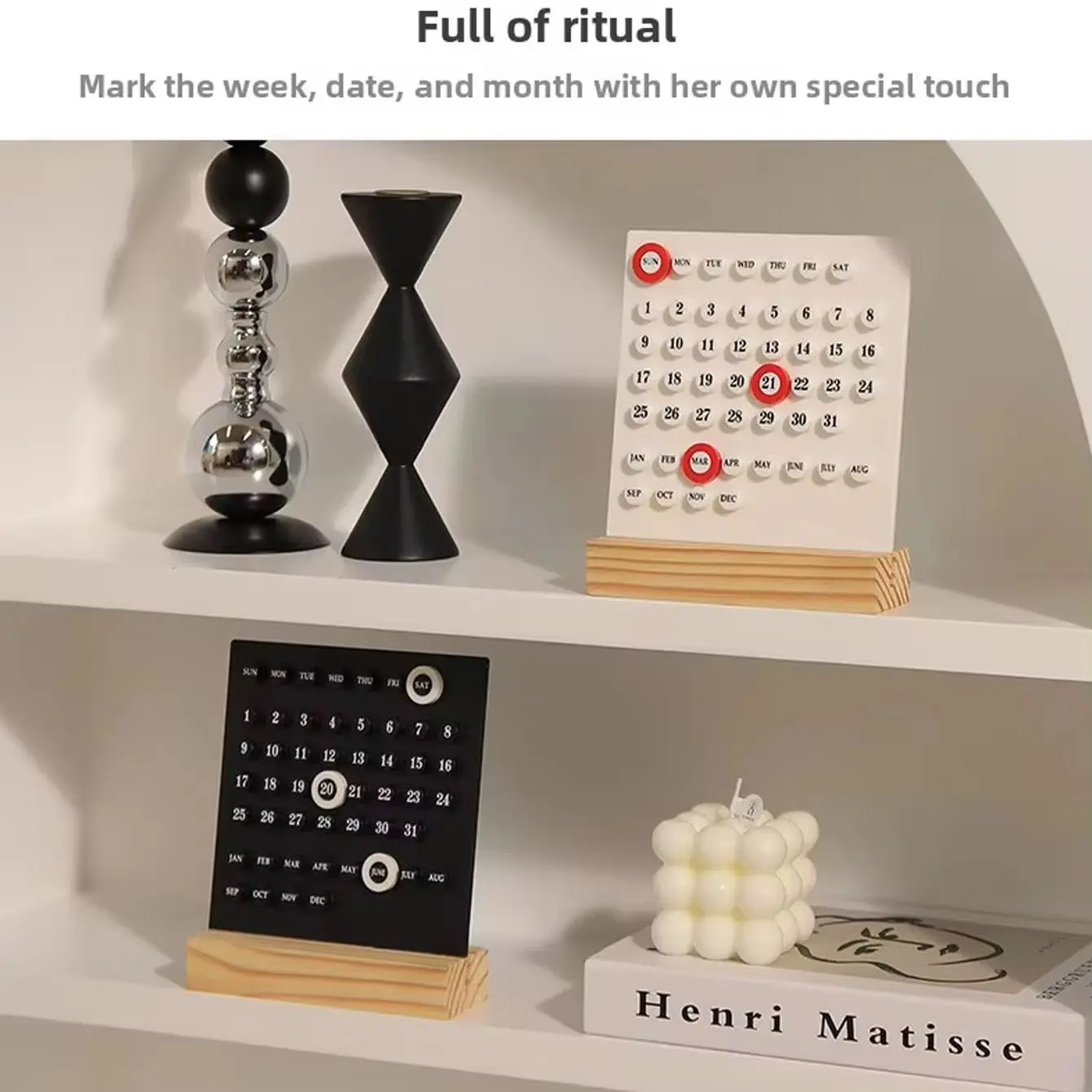 Mini DIY desktop calendar, circular perpetual calendar for office desktop decoration, holiday decoration calendar