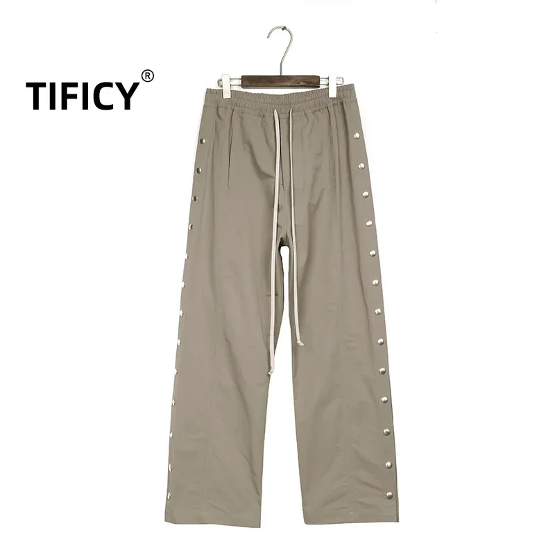 High Street Men's Casual Pants Grey Dark RO Straight Leg Wide Leg Casual Loose High Street Pants Streetwear