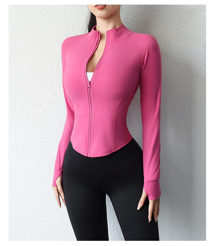 2023 New yoga coat short sports jacket women\'s fitness clothes slimming body sculpting zipper yoga jacket