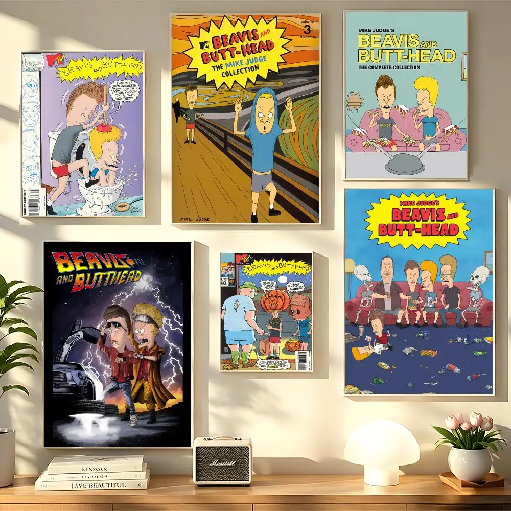 Anime B-Beavis And Butthead Poster Decorative Wall Sticker Mural Photo Print for Bedroom Living Room Hallway Home Decor Gift