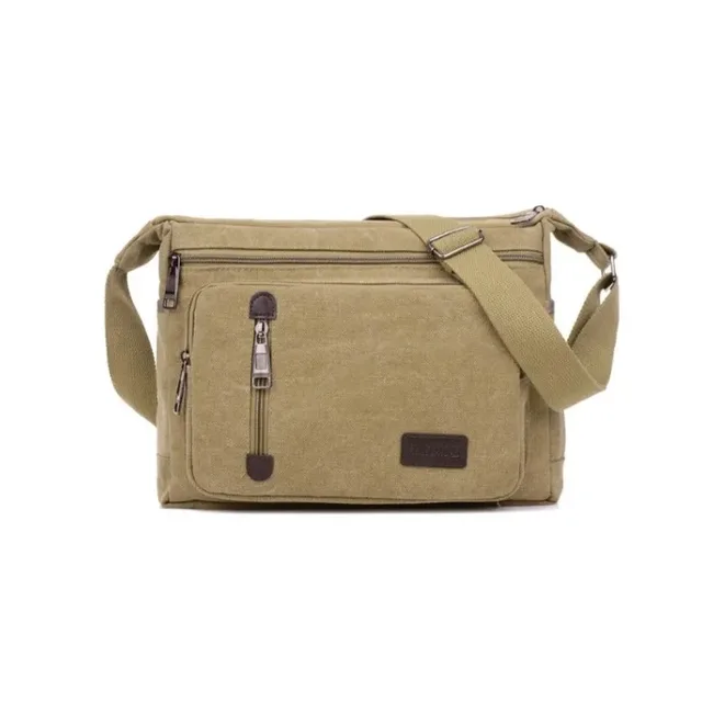 Torba na ramię typu crossbody z płótna dla kobiet i mężczyzn, retro, prosta, modna, wielowarstwowa, kwadratowa.