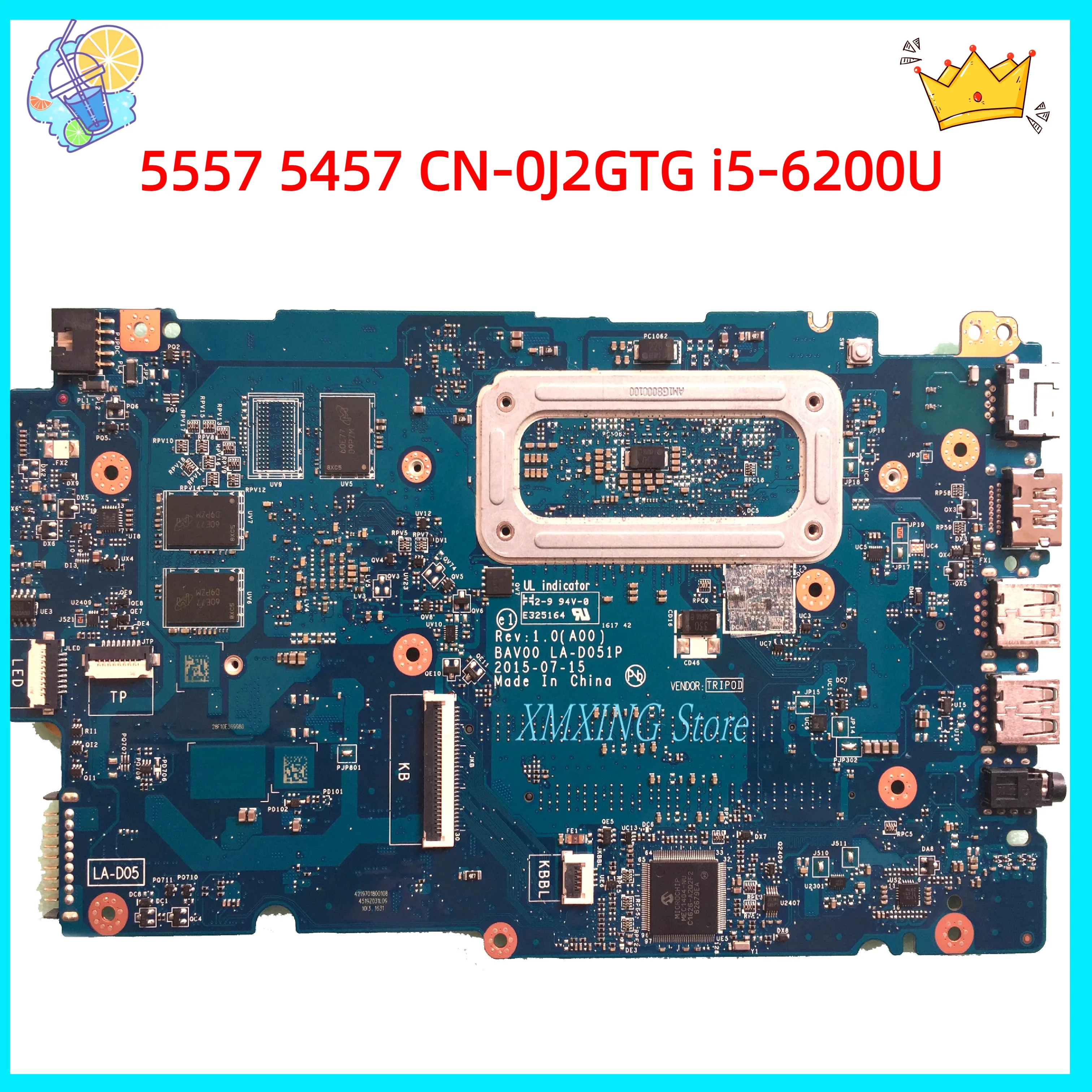 FULCOL For DELL Latitude 15 5557 5457 Laptop Motherboard LA-D051P i5-6200U CPU CN-0J2GTG 0J2GTG J2GTG Tested 100% work