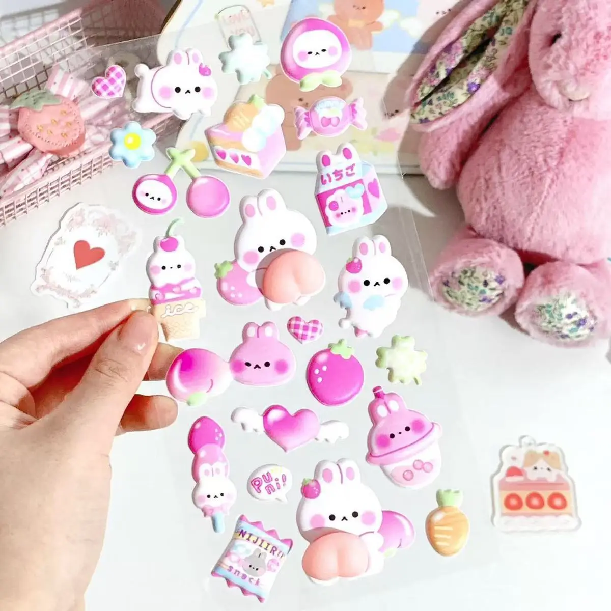Autocollants décoratifs créatifs de jouet spongieux de fesses de lapin de dessin animé – Jouets anti-stress pour l'école et le travail