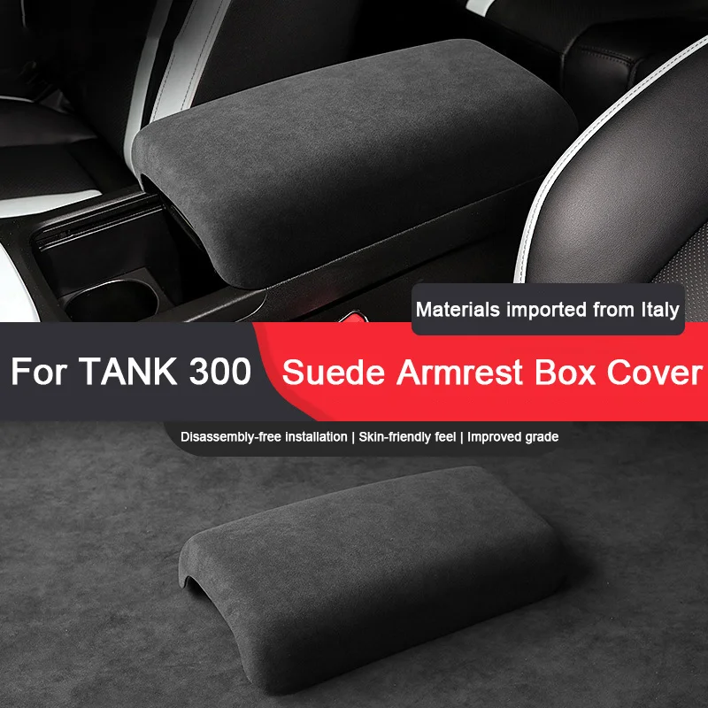 For Great Wall Tank 300 2021 2022 2023 2024 Tank300 Super Suede Central Control Armrest Lid Cover Sheath Shell Black Accessories