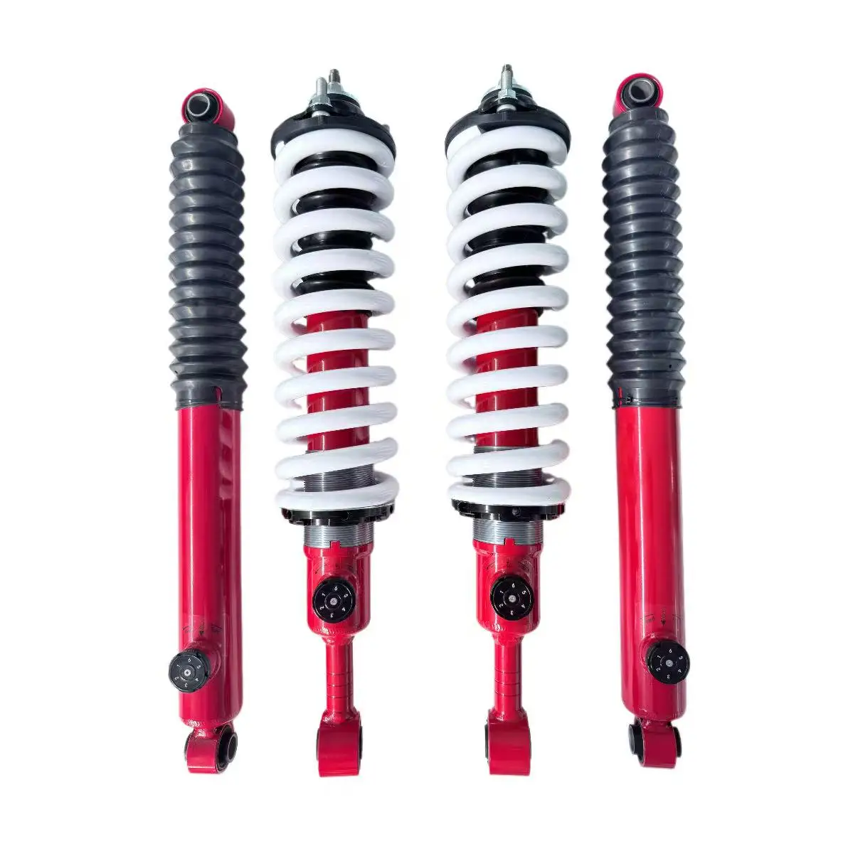 

T9 6-Stage Adjustable Compression Shock Absorbers 2-Inch Lift 58mm Diameter Red Color for Front and Rear Vehicles