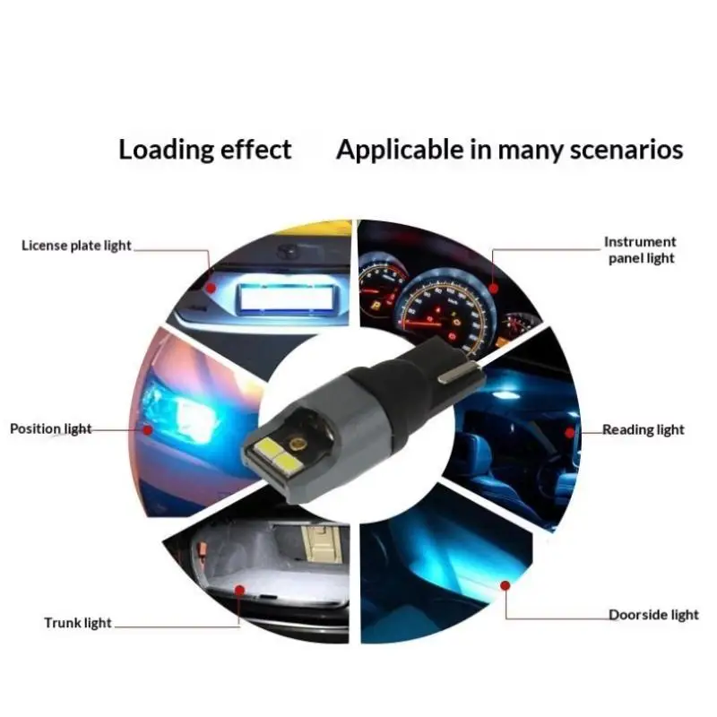 T10 LED Car Door Lamps with White Light 2pcs Set for Interior Reading Light Applications