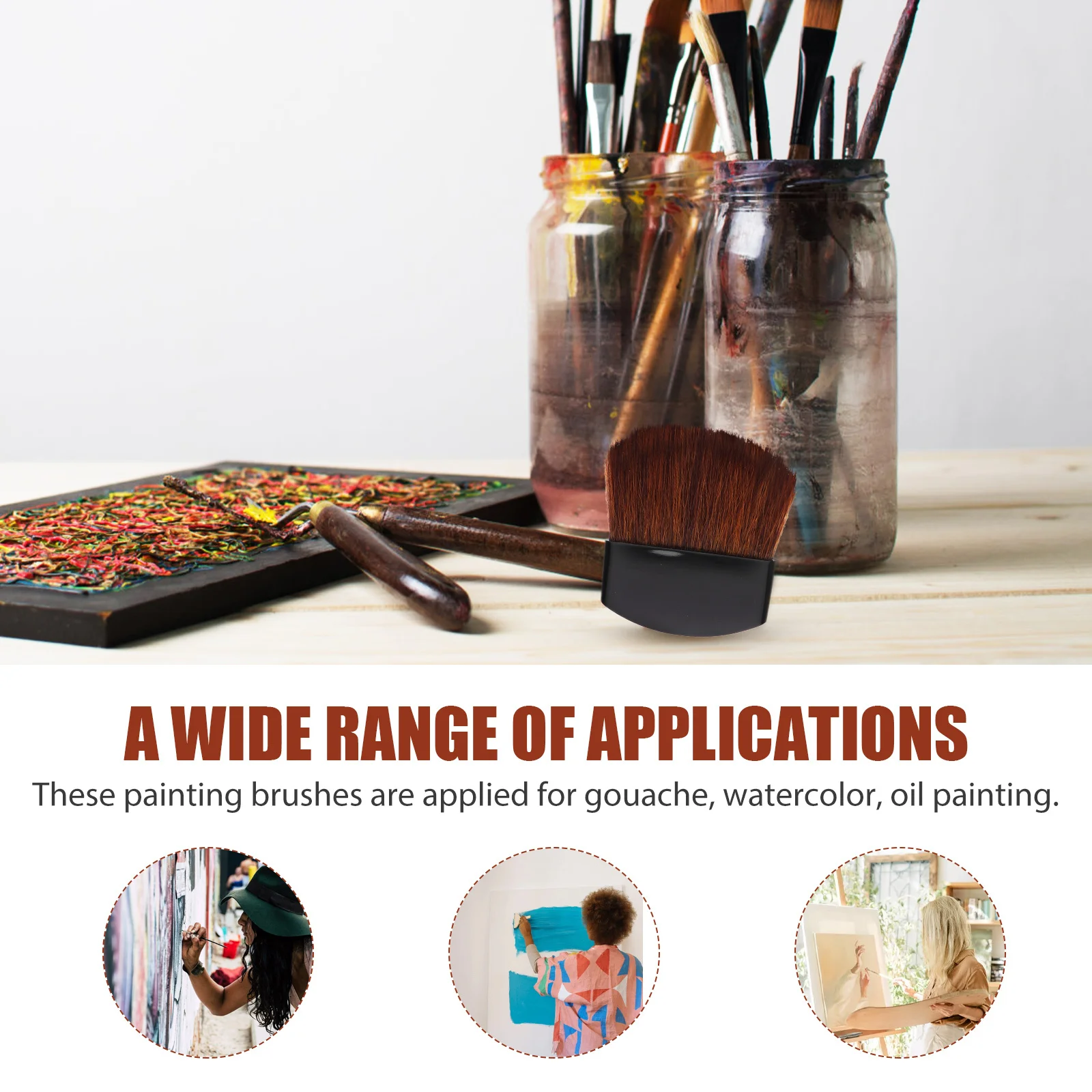 10Pcs Portable Artist Brushes Multi-Function Household Paint Brush Convenient Drawing Brush Set for Watercolor Oil Gouache