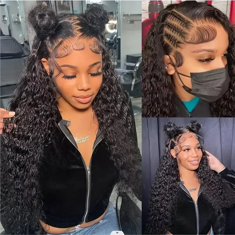 Rosabeauty 180 Density HD Transparent Deep Wave Lace Frontal Wigs Water Curly 40Inch 13X4 13X6 Front Human Hair Wig For Women