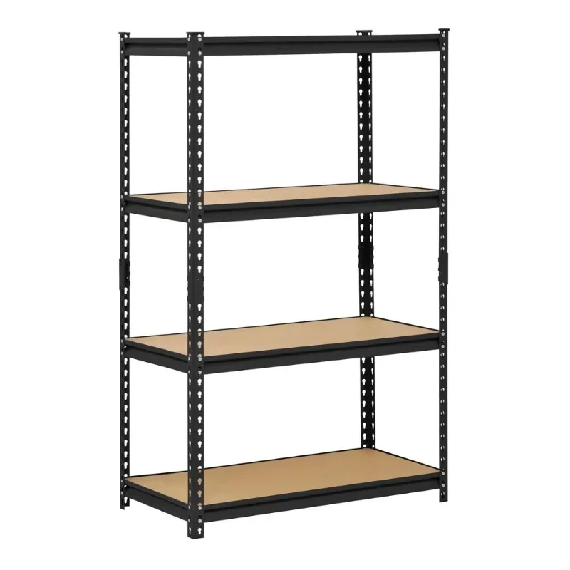 

Black Steel Industrial Shelving, 4 Adjustable Shelves, 3200 lb. Capacity, 60" Height x 36" Width x 18" Depth