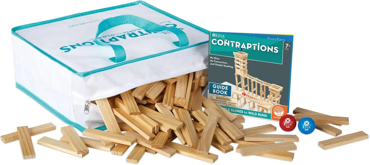 Contreptions, ensemble de construction de blocs en bois, kit de course sur marbre, comprend 2 balles – 400 planches