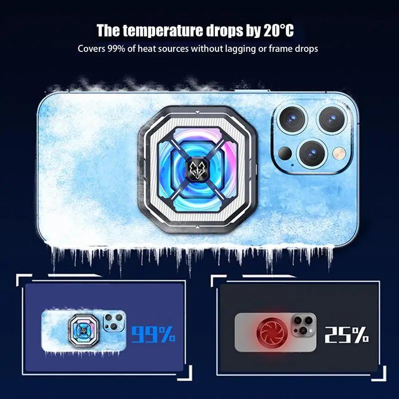 Magnetic Mobile Phone Heat Dissipator With LED Temperature Display Gamer Cooling Radiator With Back Clip For Mobile Phones