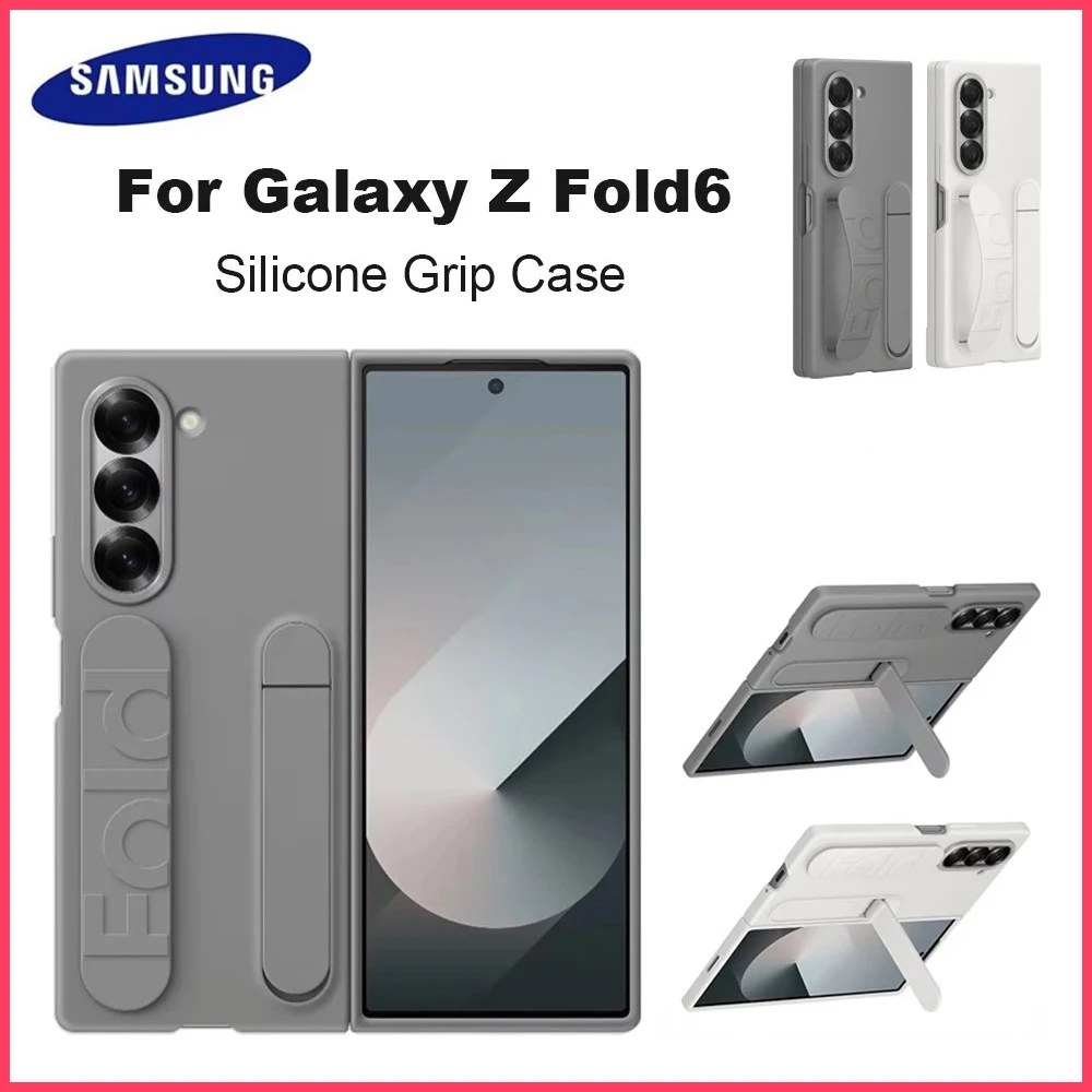 

Original For SAMSUNG Galaxy Z Fold6 Silicone Phone Case Protective Cover with Stand Secure Grip Silicone Case EF-MF956