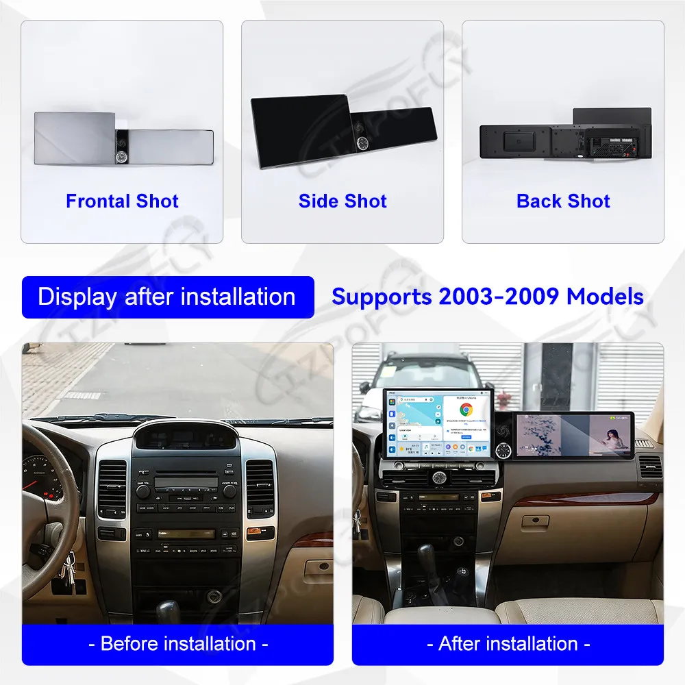 Lizpofly 13.1+12.3 in Android Car Radio For Toyota Land Cruiser Prado 2003-2009 CarPlay GPS Navigation Multimedia Video Player
