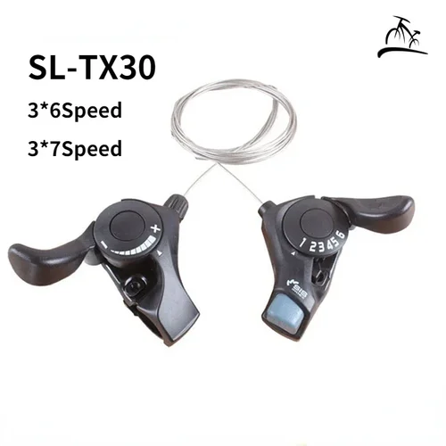 Imagen 1 del producto SHIMANO-palanca de cambios Tourney SL TX30 para bicicleta, 6/7s, 18/21 velocidades, cable de engranaje interno incluido, 3 velocidades