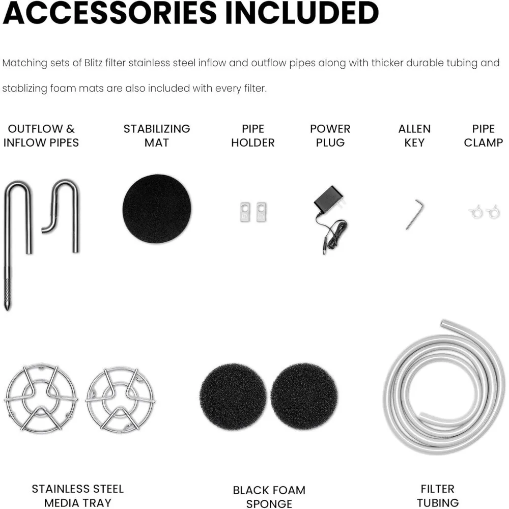 ملحقات الفلتر/فلتر حوض السمك من الفولاذ المقاوم للصدأ - مرشحات خزان الأسماك المعدنية مع مرشحات ميكانيكية وبيولوجية، لسطح المكتب/الخزانات