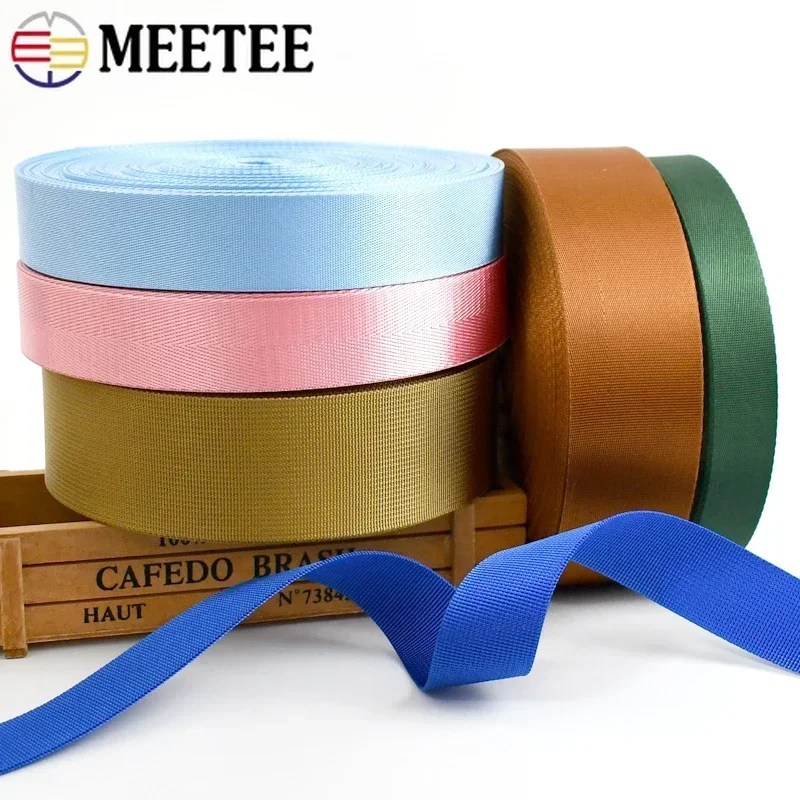 8M Meetee 20-50mm Nylon Webbing Band Bag Strap Pet Collar Ribbon Backpack Belt Clothes Decor Binding Tape DIY Sewing Accessory