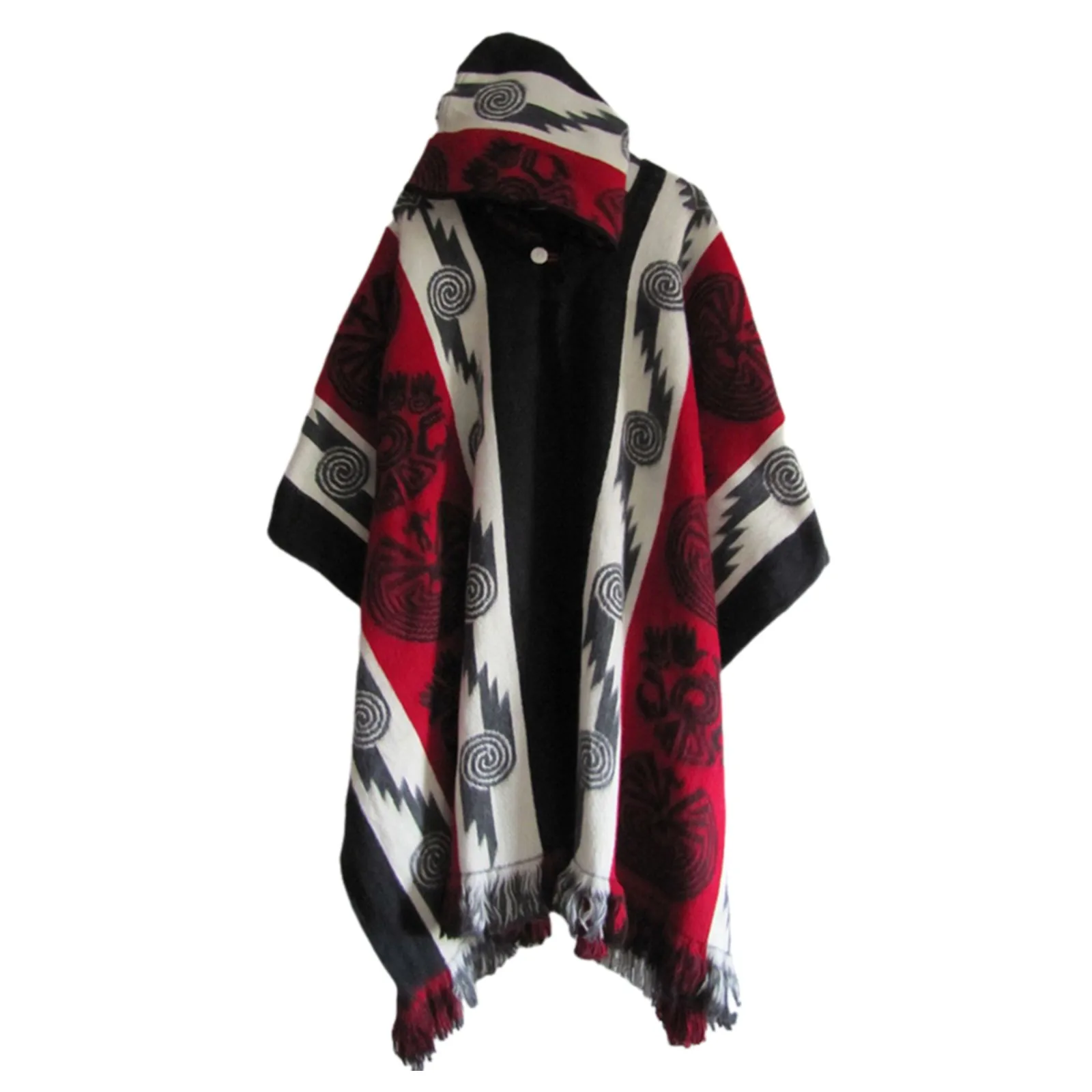 Spring Vintage Ethnic Printing Sweater Poncho Men Hoodie Pullover Knitted Outwear Streetwear Loose Cloak Fashion Men Casual Cape