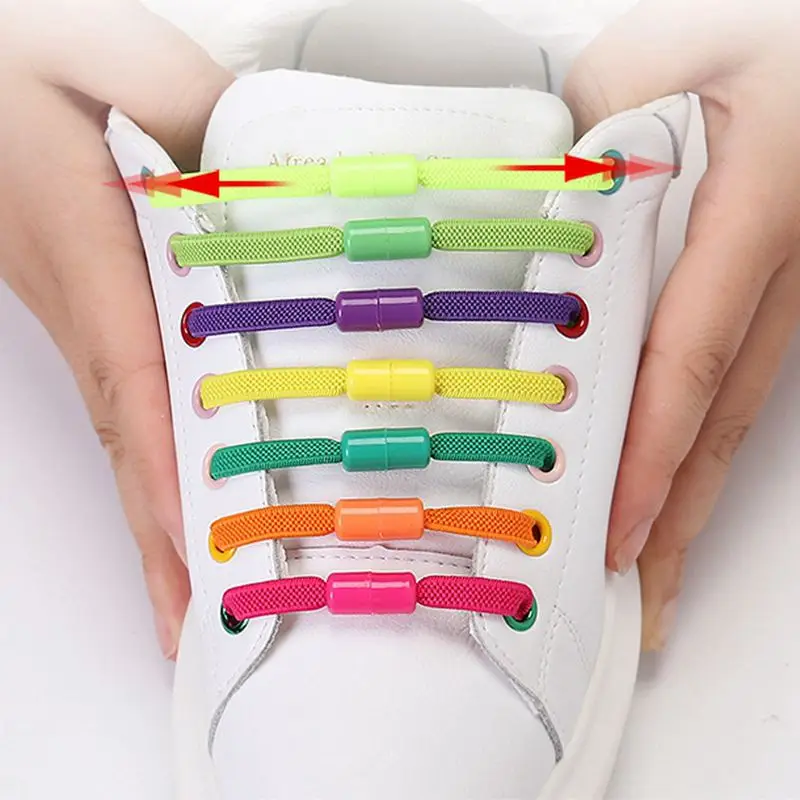1Pair Shoelaces Without Ties Flats Elastic Shoe Laces for Kids and Adult Sneakers Shoelace Quick Lazy Laces 24 Color Shoestrings