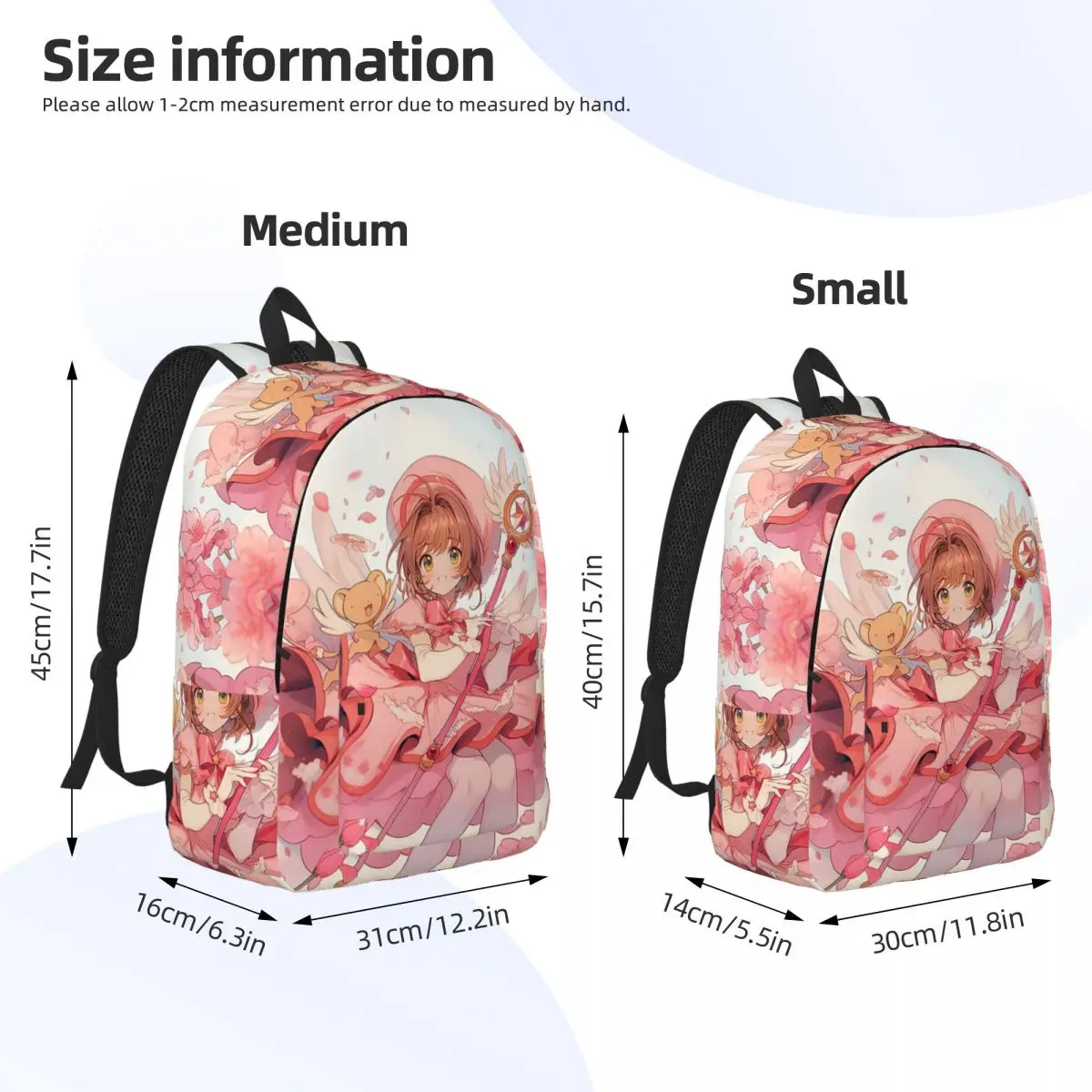 Sakura & Kero Backpack Student Boys Girls BookBag Kids School Bag Laptop Shoulder Bags for Men Women