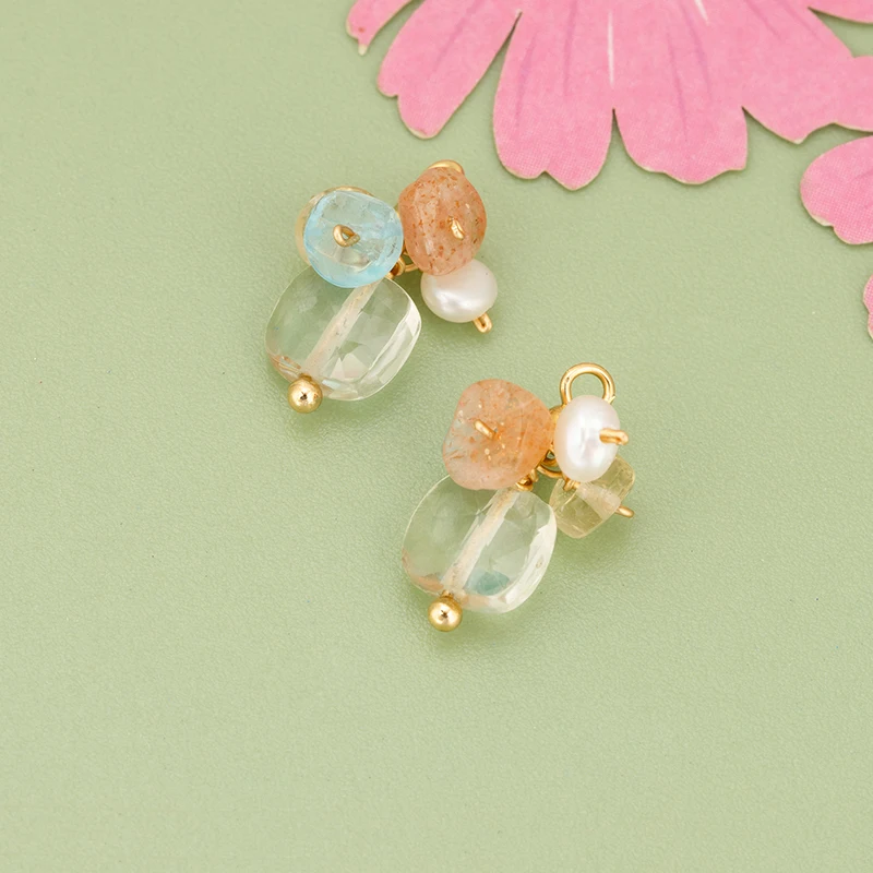 assoonas, 2 Stück/Set, MH74, Schmuckzubehör, 18k vergoldet, Kupfer, Naturstein, handgefertigt, Anhänger, DIY-Anhänger, Schmuckherstellung – Detail 2