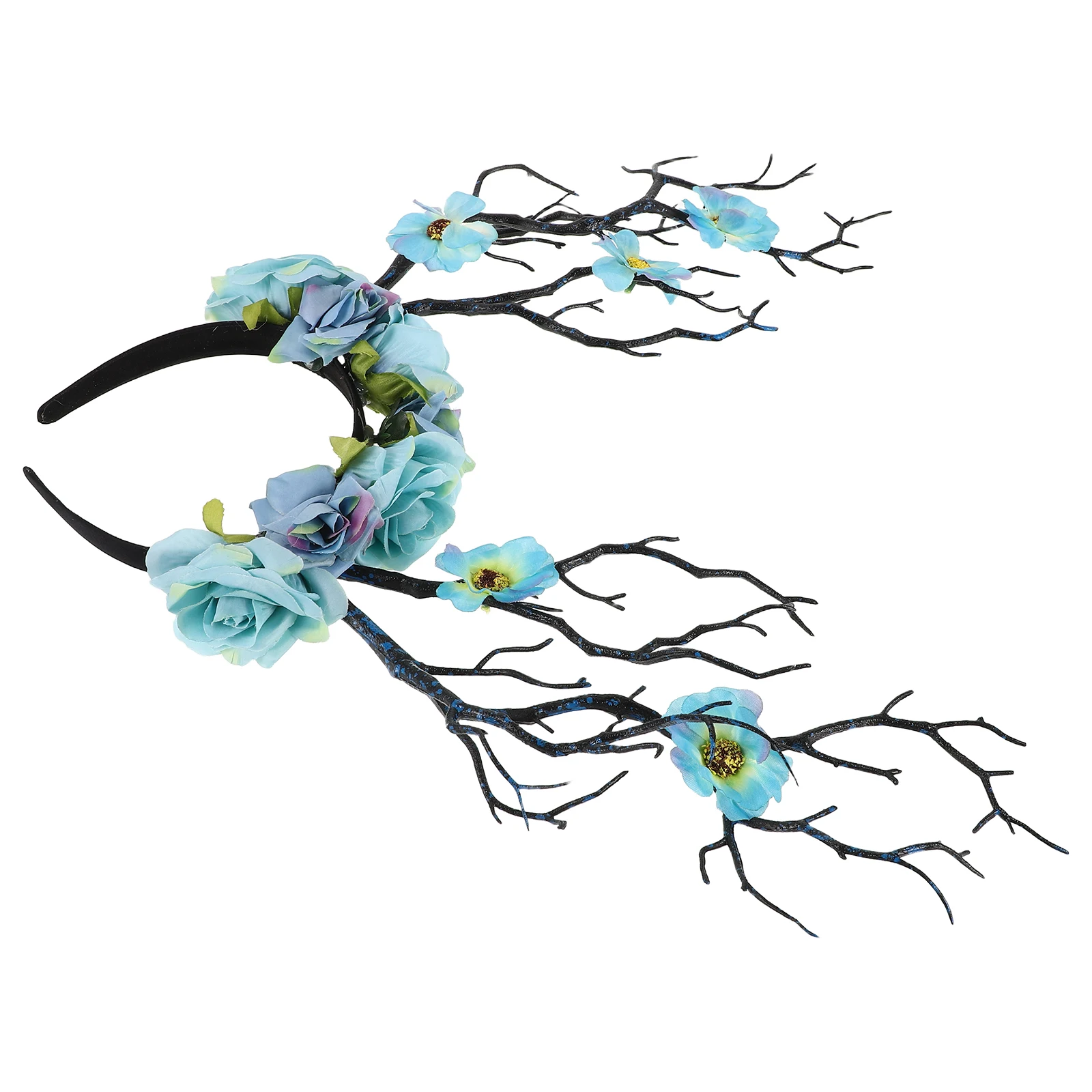 

Artificial Flower Branch Headband High Realism Halloween Costume Masquerade Cherry Blossom Stems Lightweight Comfortable