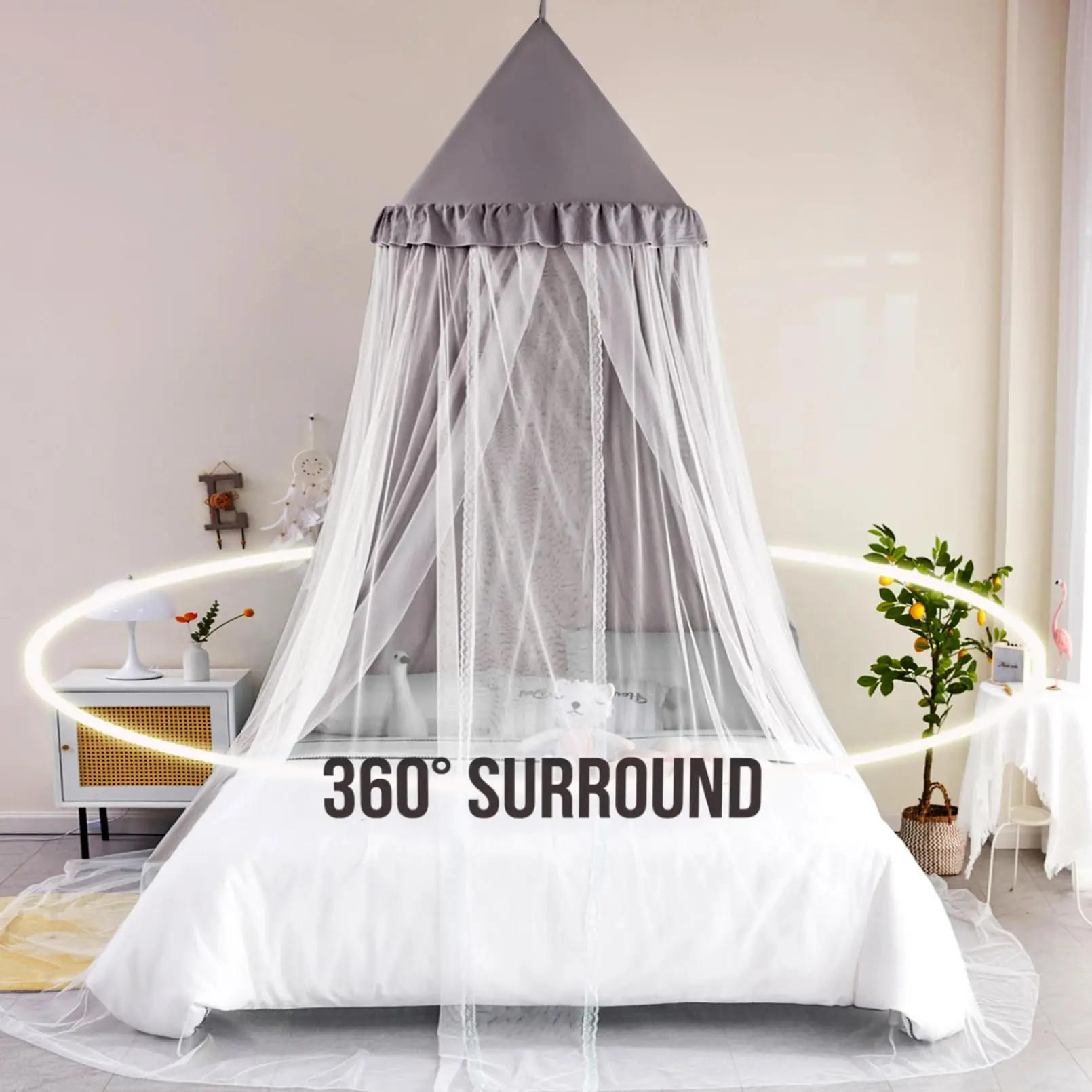 Kelambu Tempat Tidur Lapis Ganda untuk Tempat Tidur, Tenda Bermain Putri untuk Kamar Anak Perempuan, Kelambu Tempat Tidur Bernapas untuk Anak-anak Membaca