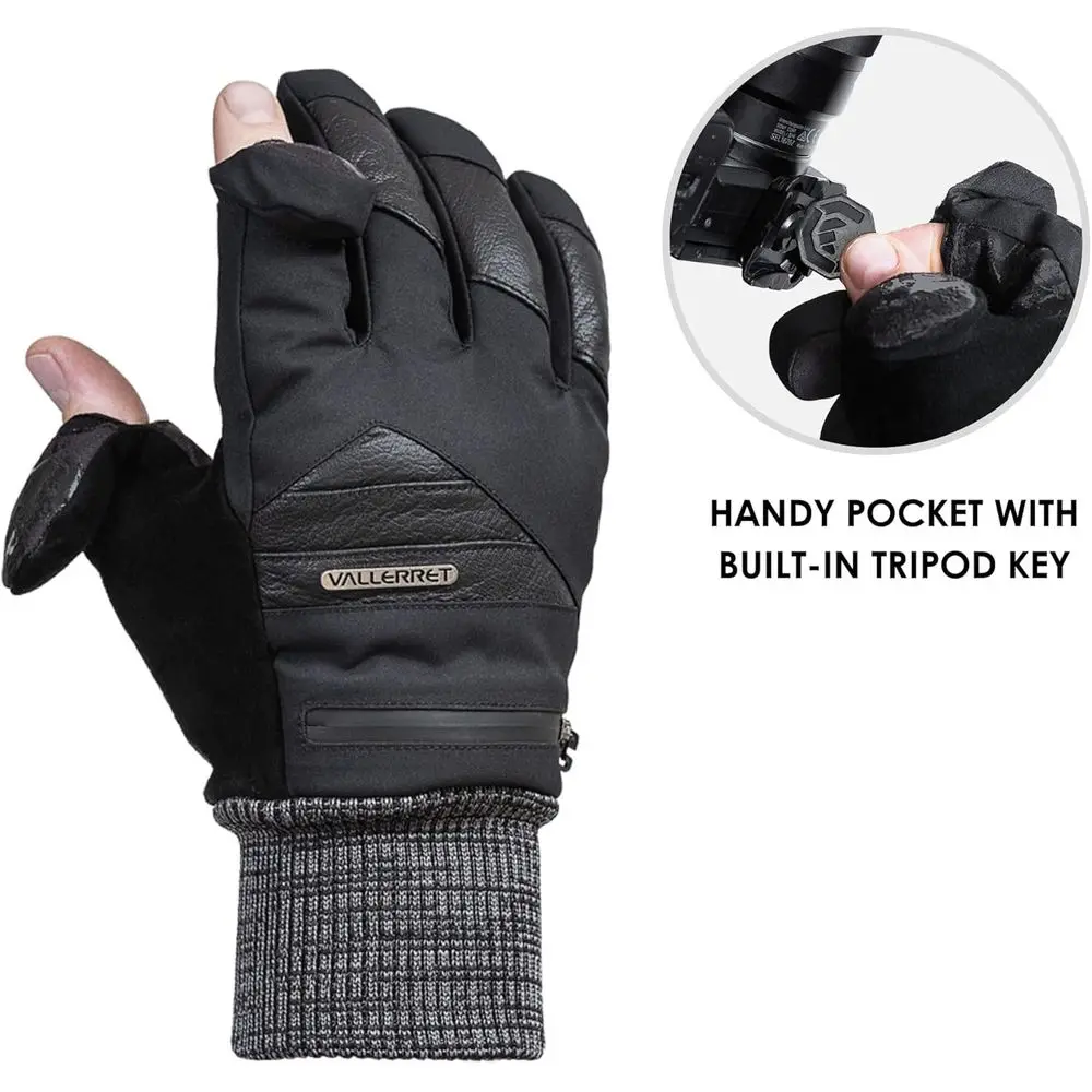 قفازات Vallerret Markhof Pro V3 للتصوير الفوتوغرافي باللون الأسود مع أطراف أصابع مغناطيسية FlipTech #3