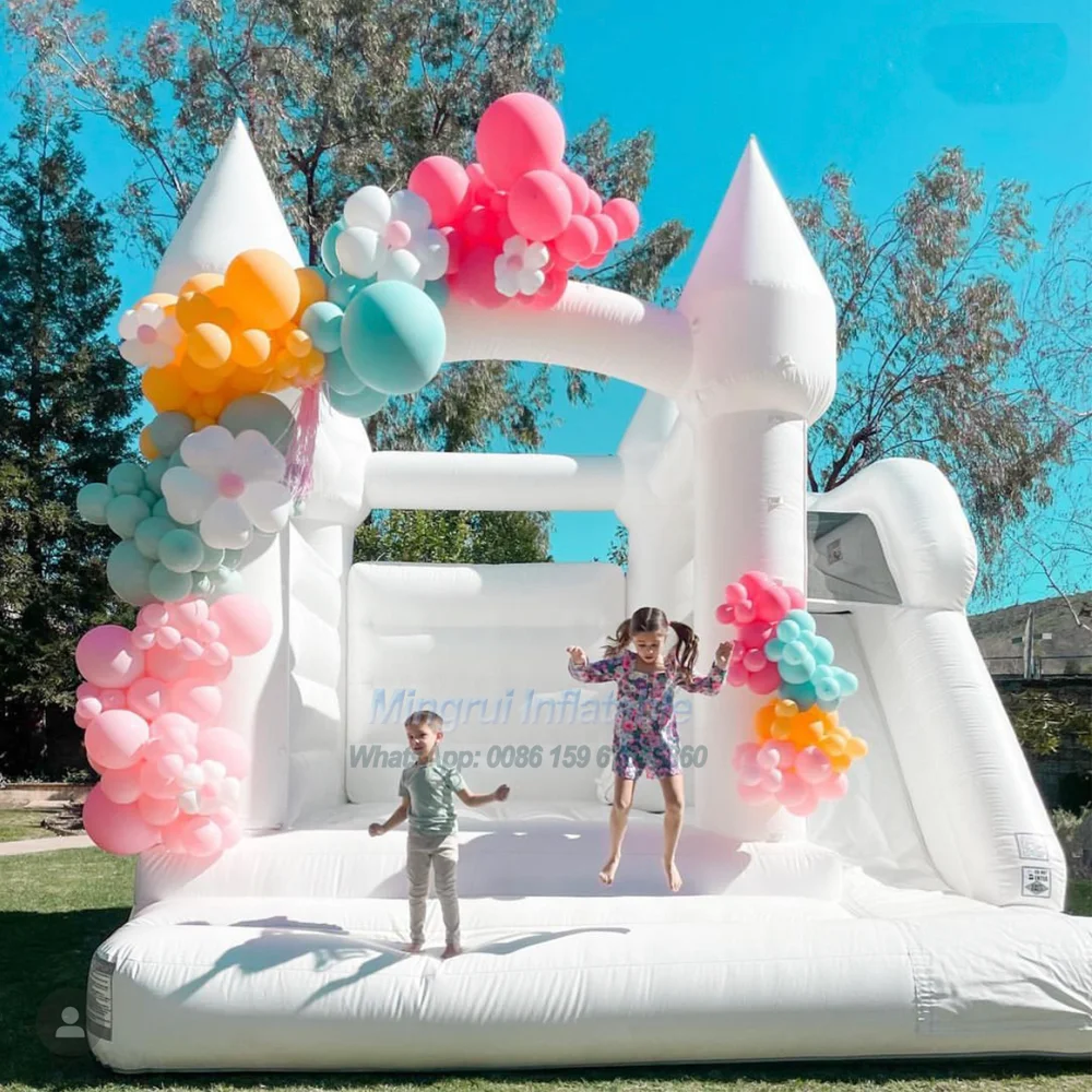 Inflatable White Bounce House with Slide, Wedding Party, Popular Bouoncy Castle, White Wedding Party