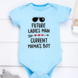 Newborn Onesies Pajamas Summer Casual Baby Boy Clothes Future Ladies Man Current Mama's Boy Letter Pattern Toddler Bodysuit