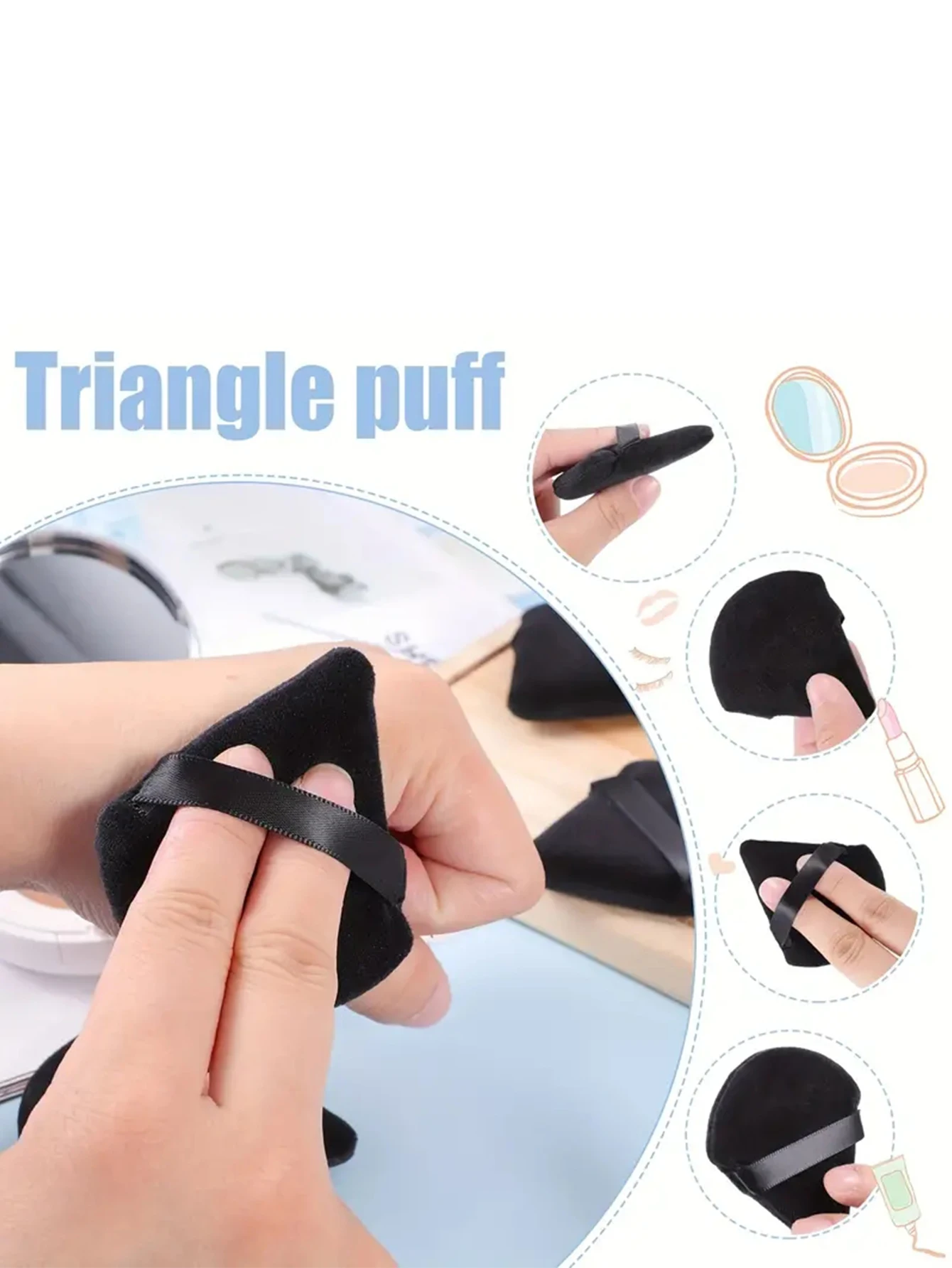 50Pcs 혼합 색상 무작위로 삼각형 파우더 퍼프 루스 파우더 액체 화장품 소프트 플러시 파우더 퍼프 메이크업 파운데이션 퍼프