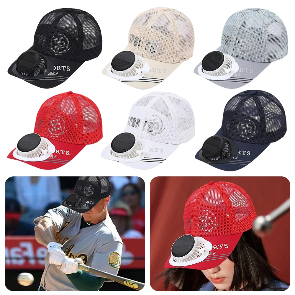Solar/USB Charging Solar Fan Cap​​ ​​Wide Brim​​ Breathable Sun Hat​​ Lightweight Adjustable Baseball Hat with Fan​​