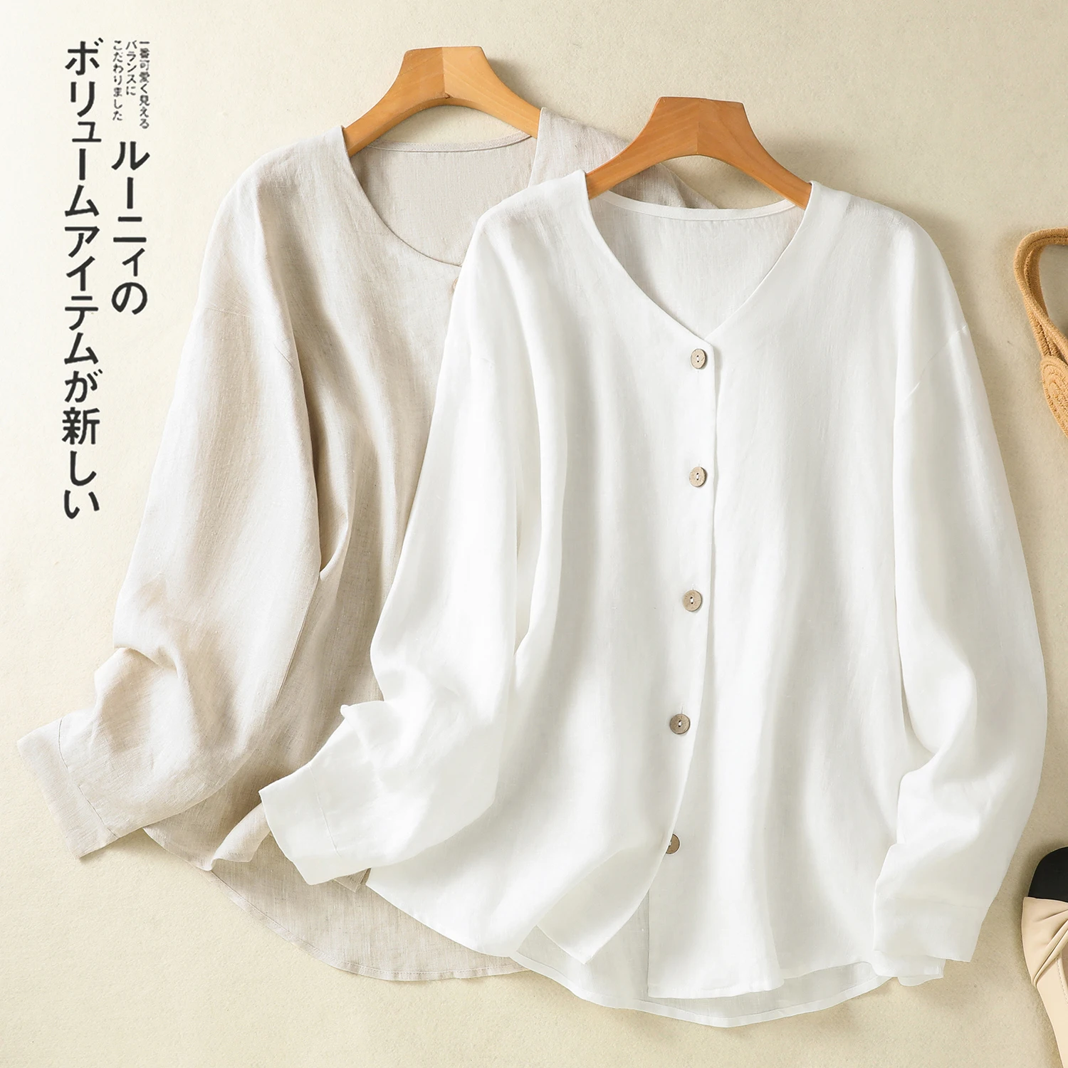 

Women's Loose Fit Cotton Linen irt Spring Summer New Sle Casual Outerwear Comfortable Breathable Long Sve Slimming Top