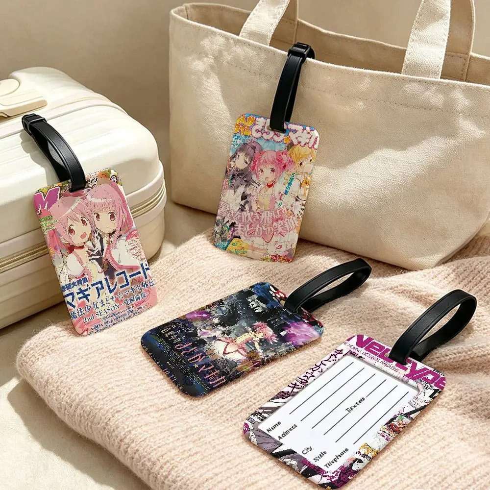 Puella Magi Madoka Magica PVC Baggage Identification Tag Anti lost Information Card Holder Travel Suitcase Name Tag