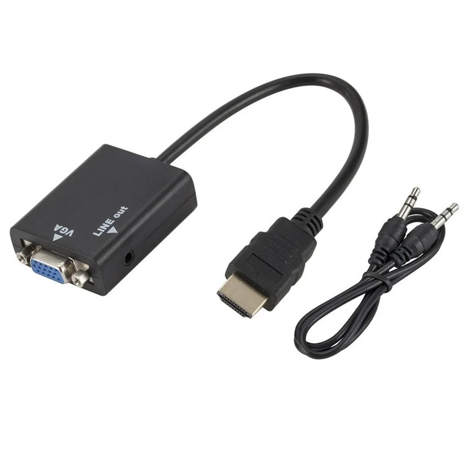 Grwibeou HDMI-Compatible to VGA Adapter Cable Digital to Analog 1080P Video HDMI to VGA Converter For Projector HDTV PC Laptop