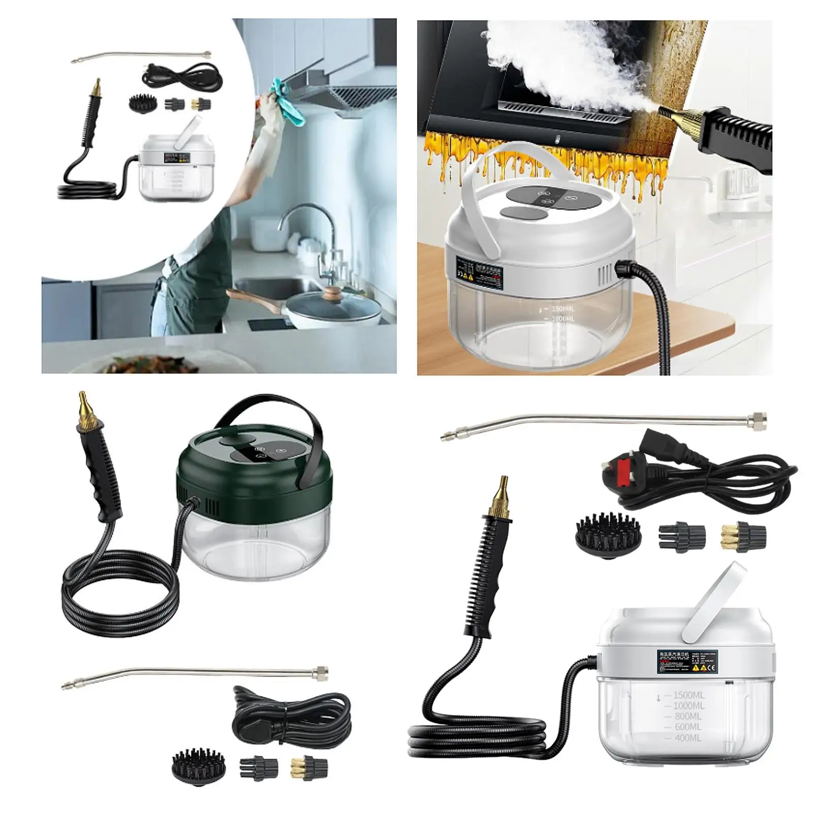 منظف البخار المحمول التدبير المنزلي 3 فرش 15 التروس آلة تنظيف البخار للأرضية السيارات المرحاض غرفة نوم طاولة غسيل