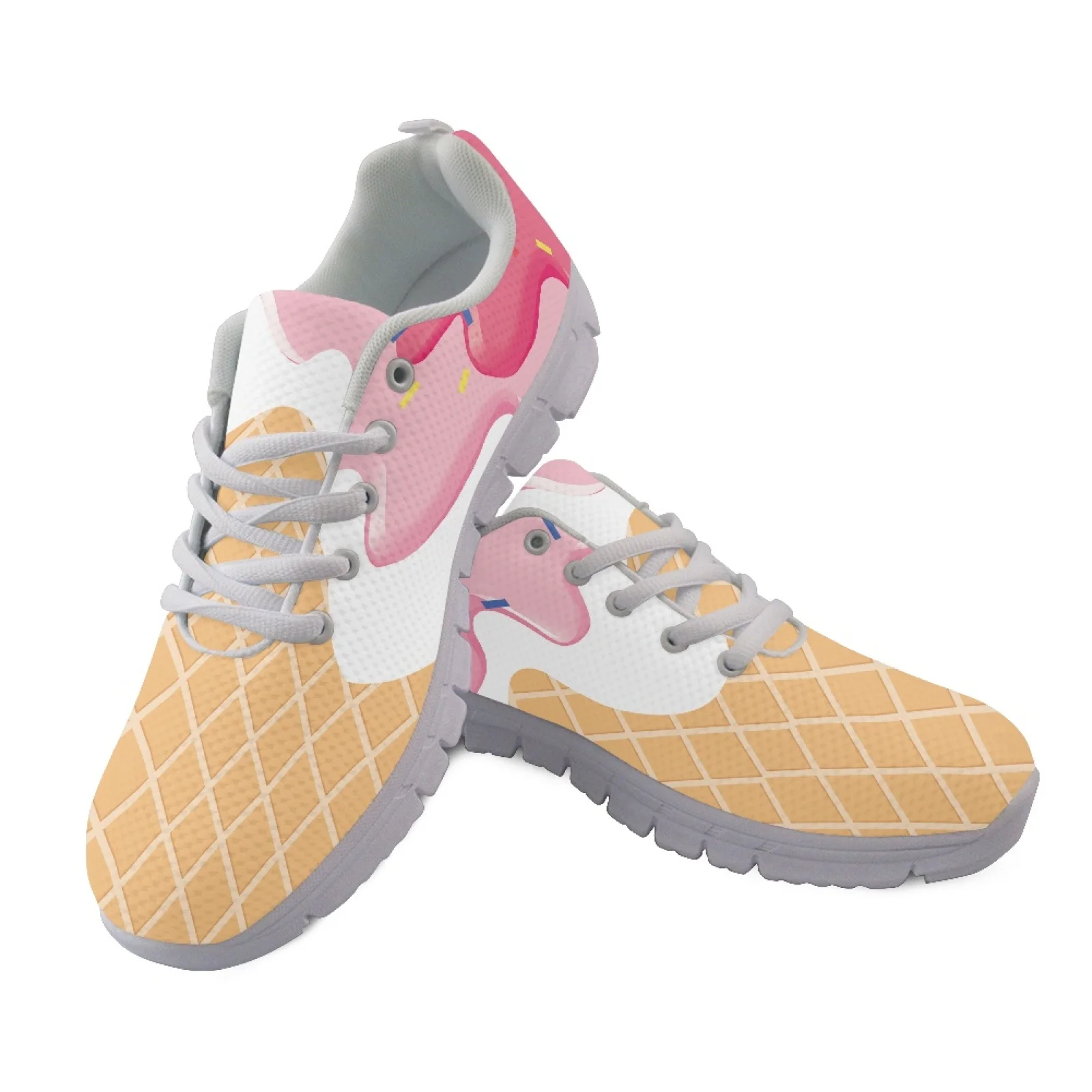 Coloranimal Ice Cream Waffle Athletic Sneaker Running Shoes for Men Women Casual Outdoor Walking Trainers