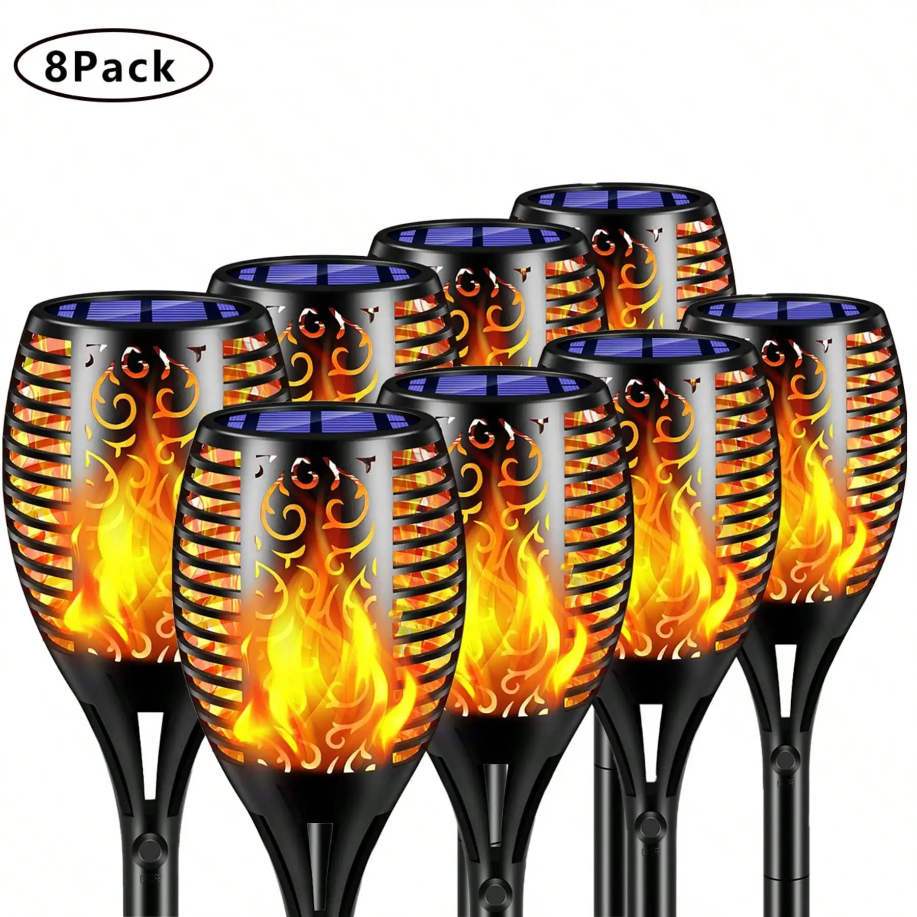 

Solar Lantern Outdoor Flame Light LED Taller And Larger Flickering Flame Solar Flashlight IP65 Waterproof Outdoor Lighting Solar Aisle Light Christmas Decoration Garden Yard, 8/16 Pack