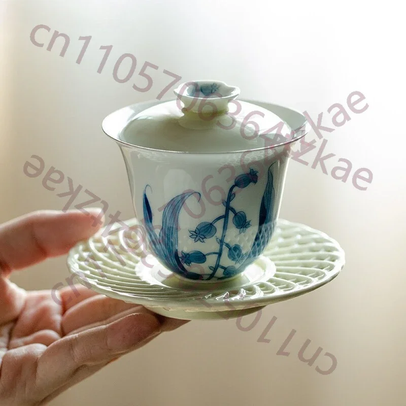 Hand-painted Lily of The Valley Three Cover Bowl Tea Set