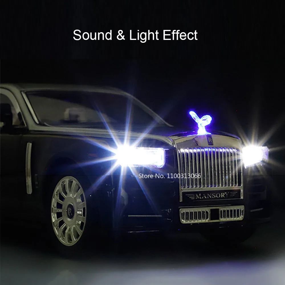 1:24 Mansory 롤스로이스 팬텀 HONGQI HS9 모델 장난감 자동차 휠 풀백 소형 자동차 6 도어 오픈 차량 어린이 선물