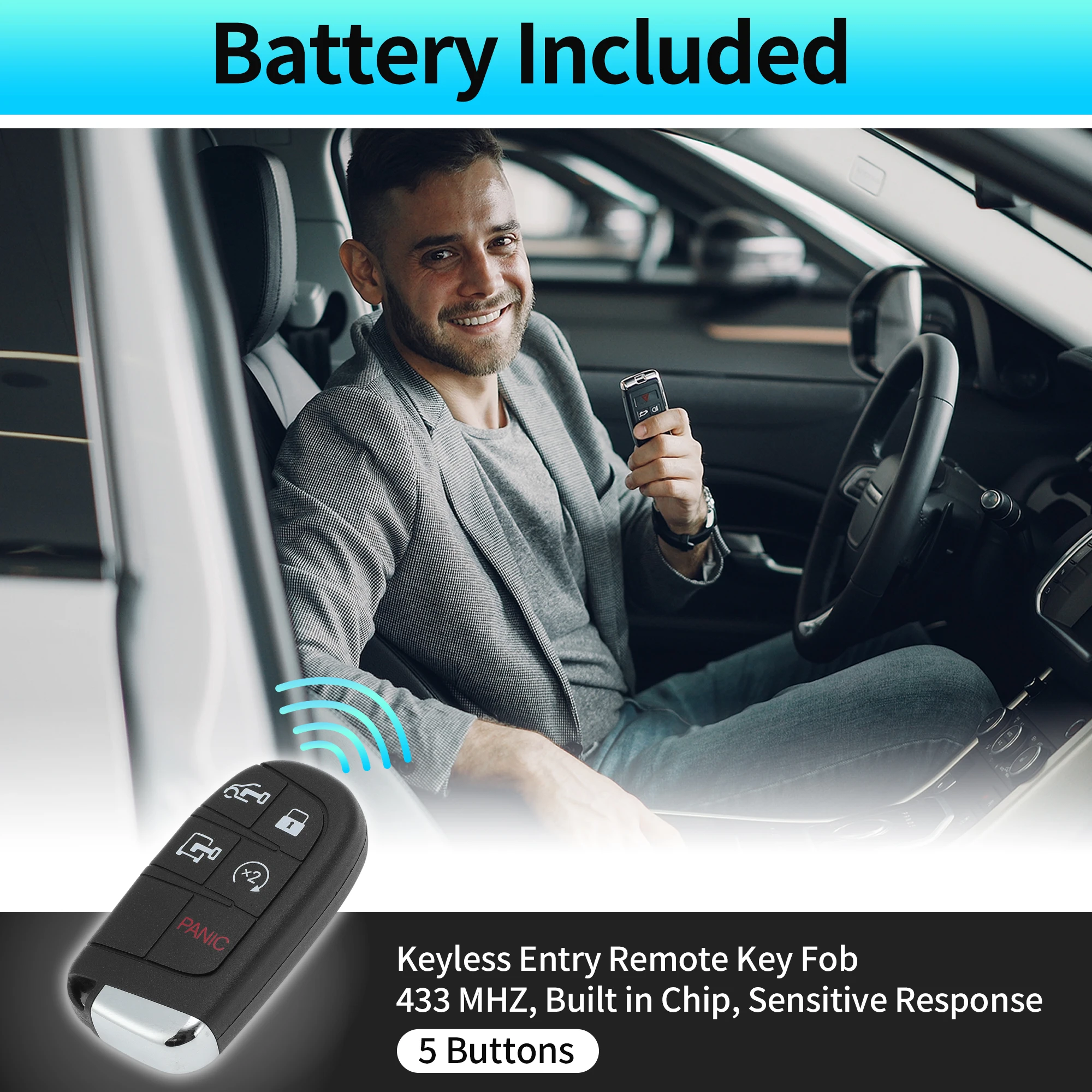 

X Autohaux M3N40821302 433 МГц дистанционный брелок для бесключевого доступа для Dodge для Ram Promaster