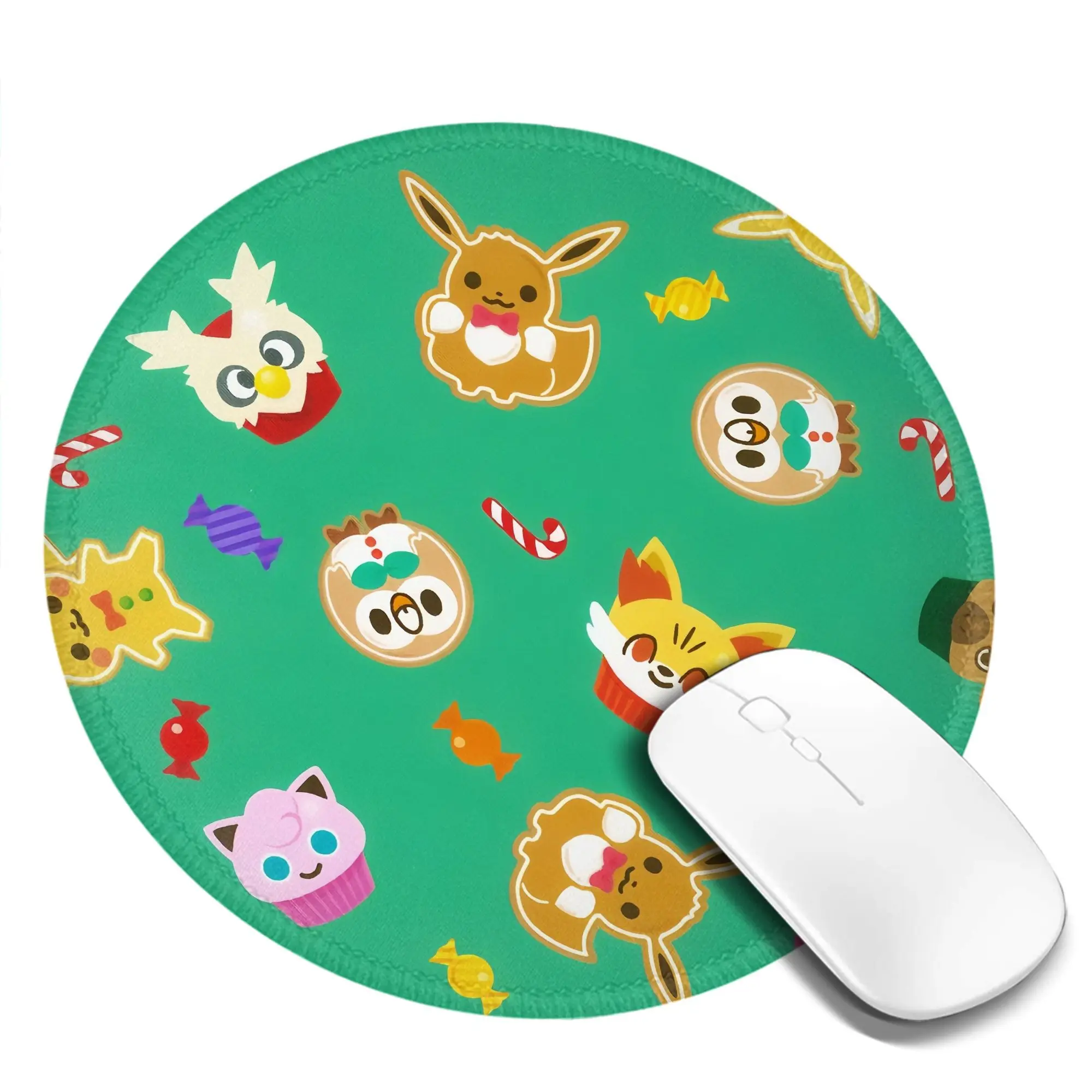 Pikachu 8 inch ronde muismat bureaumat laptop muismat voor kantoor pc computer toetsenbord antislip rubberen bureaumat