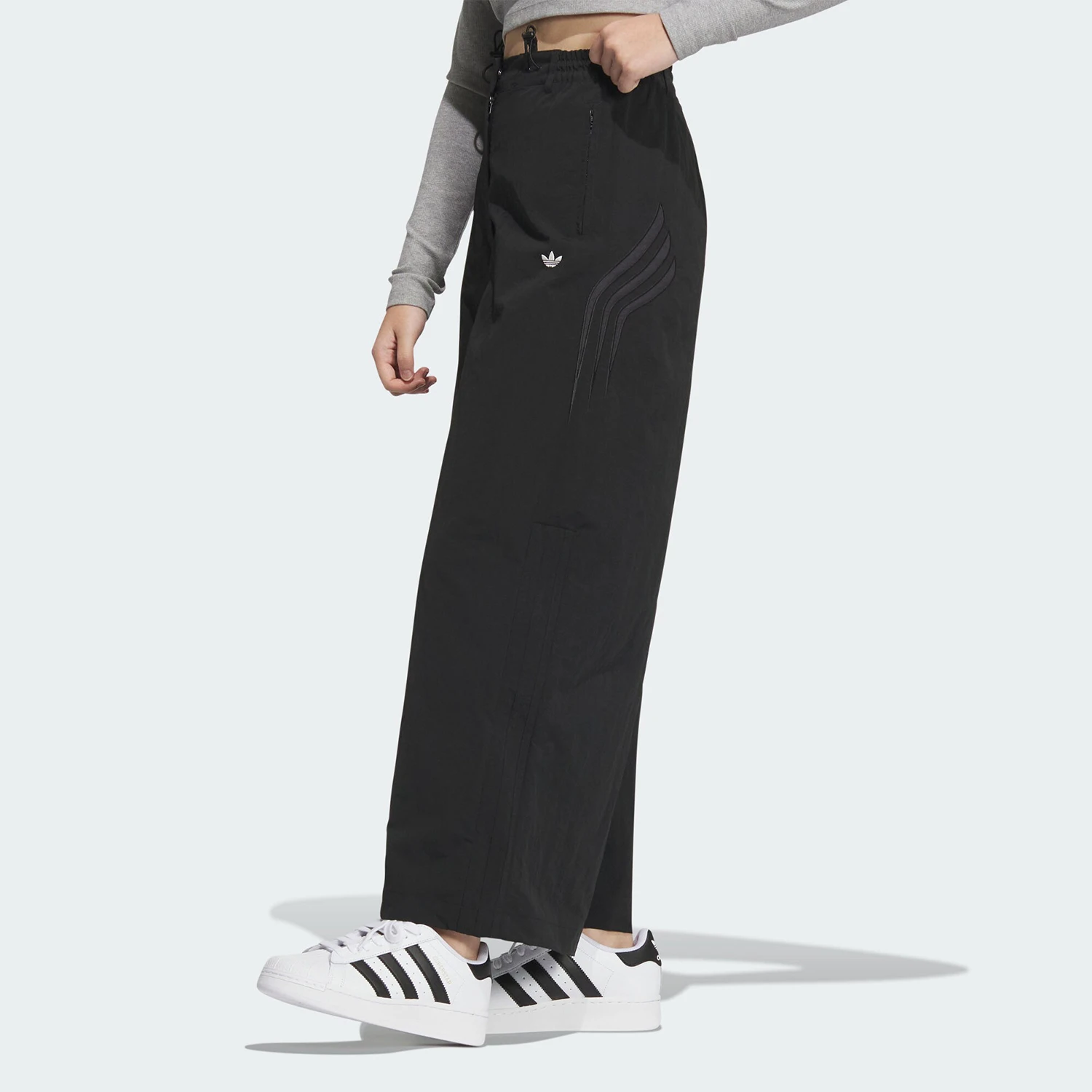 Adidas Official Genuine Three Stripes Women's Loose Casual Wide-Leg Sport Pants JD6383