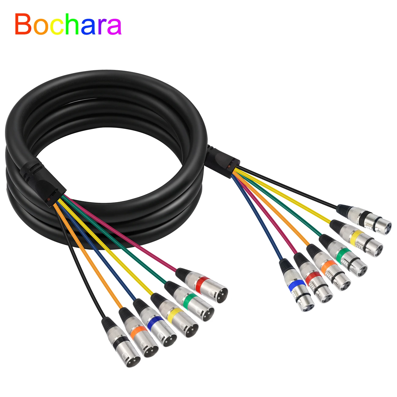 Bochara 6CH Channel XLR Snake Cable Male to Female OFC Audio Foil Shielded For Broadcasting Recording