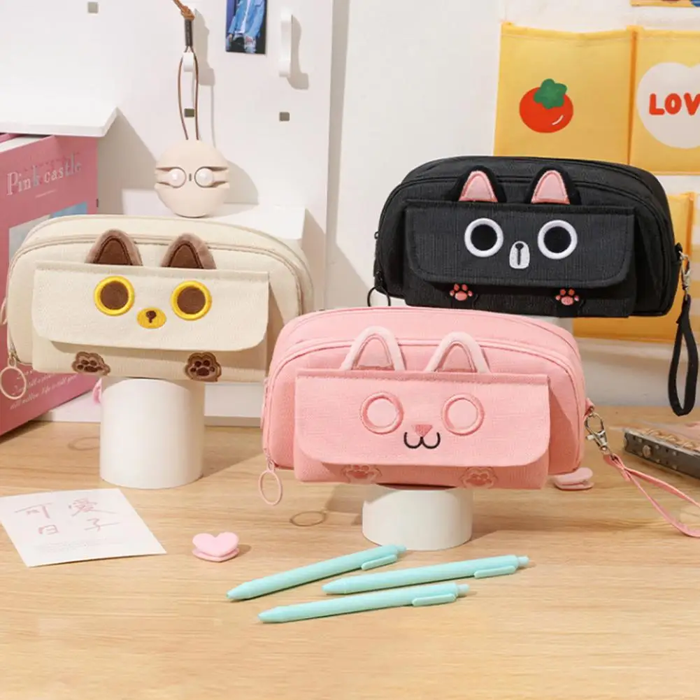 

Прочный органайзер для карандашей, фотокарандаш для котят, фотокарандаш с милым мультяшным котом, фотокарандаш с большой емкостью, органайзер с несколькими карманами для котят для детей