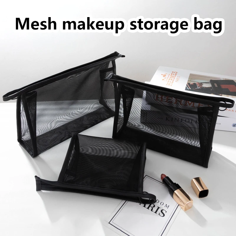 Nylon Mesh Cosmetic Bag Multicolour Size Small Medium And Large Zipper Test Office Student Pen Bag Multifunctional Storage Bag