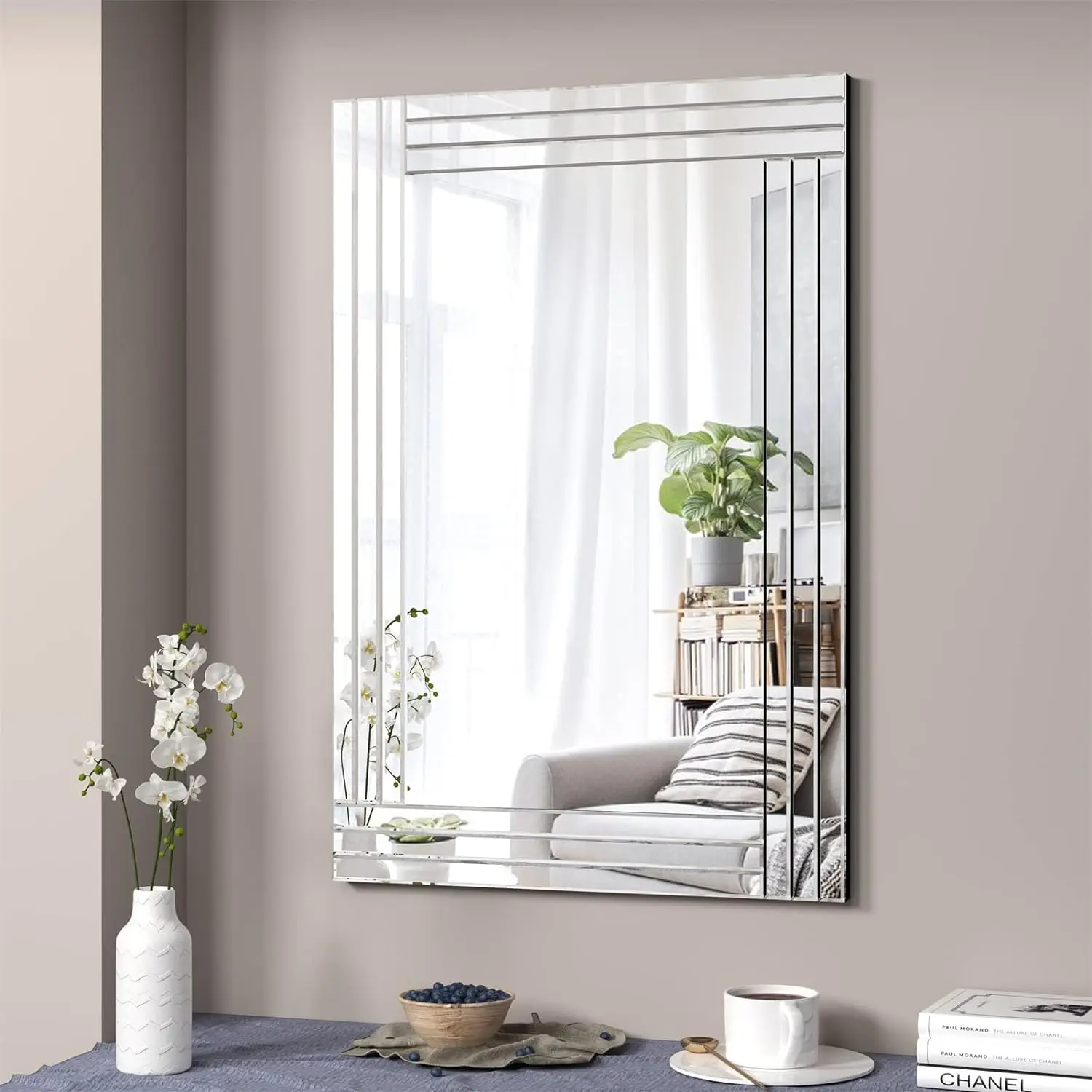 European Classic Rectangular Bathroom Mirror Makeup Mirror Wall Decoration